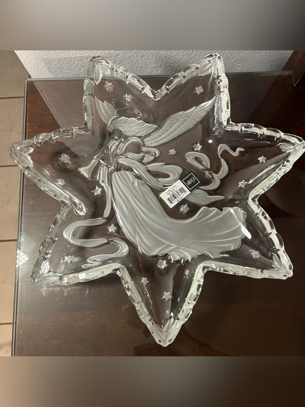 NEW Rare Heavy Mikasa Frosted Clear Crystal Star Shaped Serving 13 in Platter